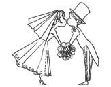  Husband and wife kissing coloring page