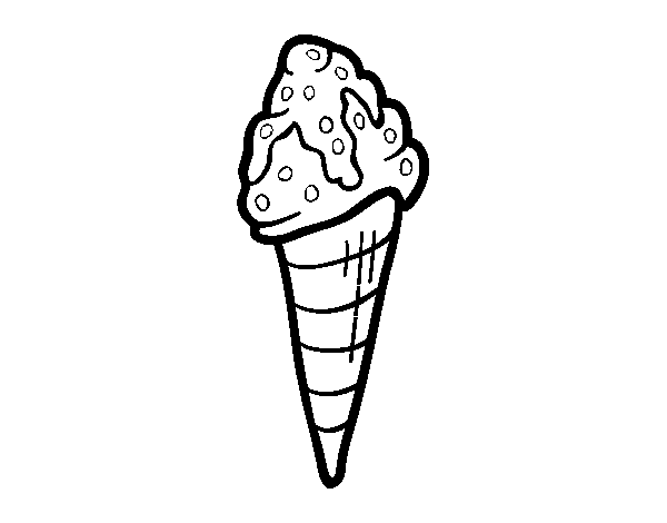 Ice cream cornet with topping coloring page