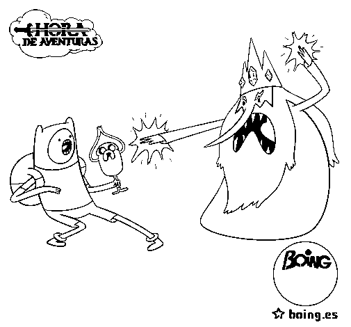Ice King against Finn coloring page