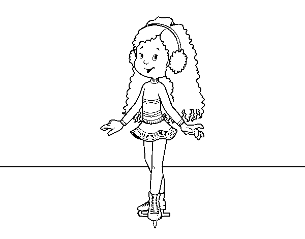 Ice skater girl coloring page