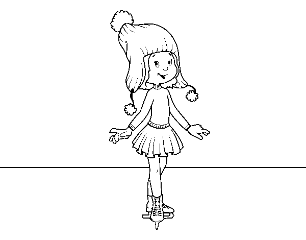  Ice skater with cap coloring page