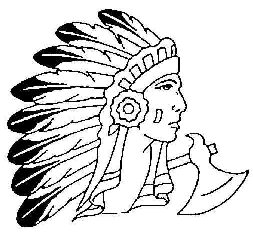 Indian with large feathers coloring page