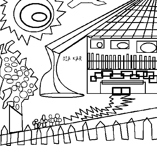 Japanese house coloring page