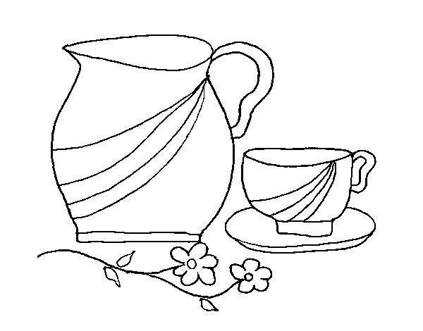 Jug and cup coloring page