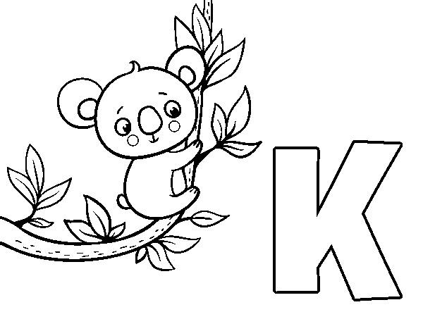 K of Koala coloring page