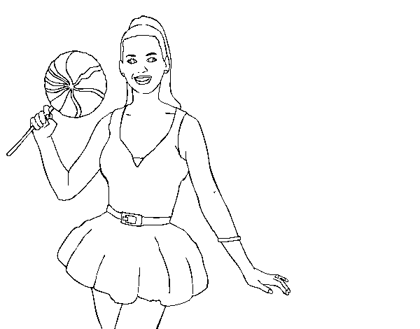 Katy Perry with lollipop coloring page