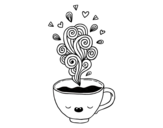Kawaii cup of coffee coloring page