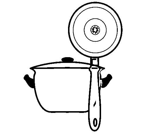 Kitchen utensils coloring page