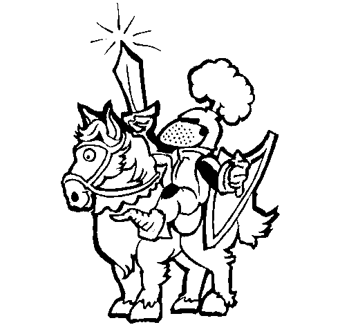 Knight raising his sword coloring page