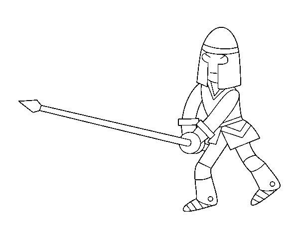 Knight with spear coloring page