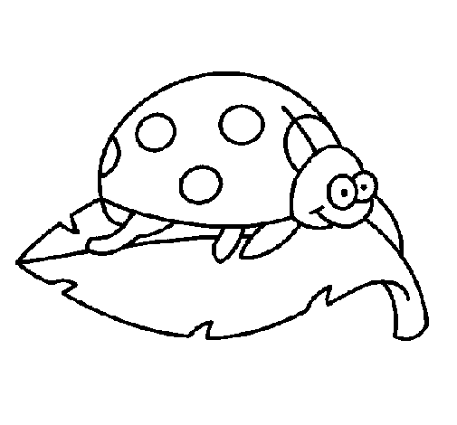 Ladybird on a leaf coloring page