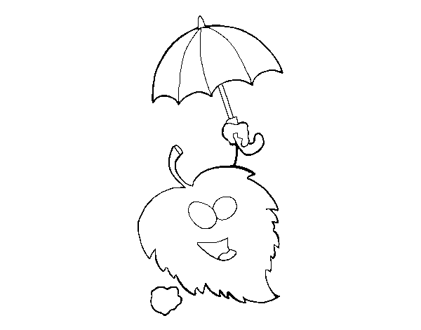 Leaf with umbrella coloring page
