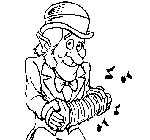 Leprechaun with accordion coloring page