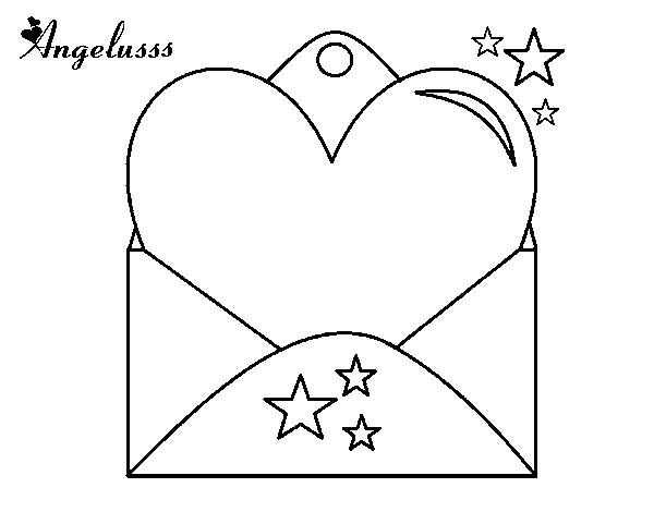 Letter with heart coloring page