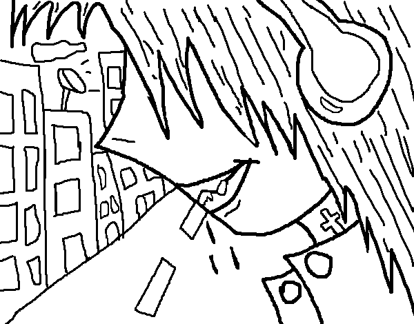 Listening to music coloring page