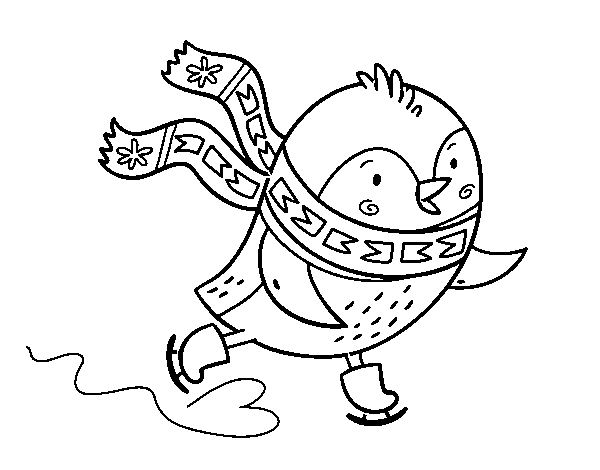 Little bird skating coloring page