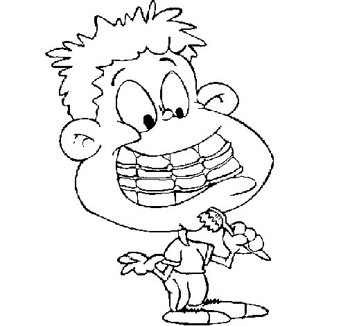 Little boy with braces coloring page