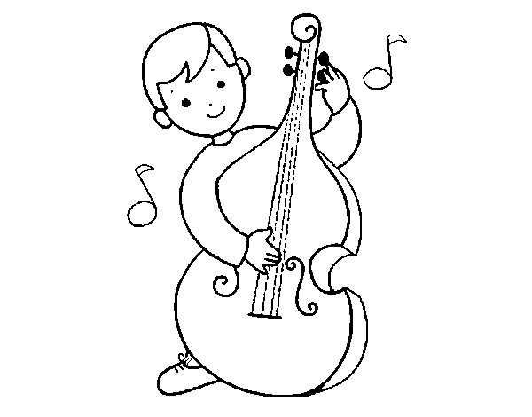 Little boy with Cello coloring page