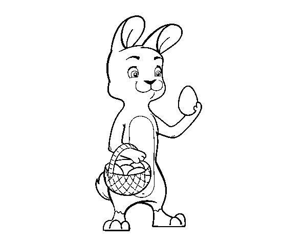 Little bunny with easter egg coloring page
