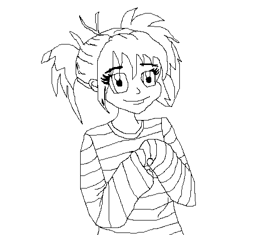Little girl with happy face coloring page