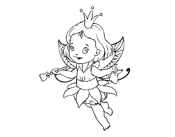 Little magic fairy coloring page