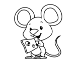Little mouse with cheese coloring page