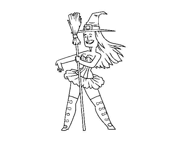 Little witch sexy coloring page