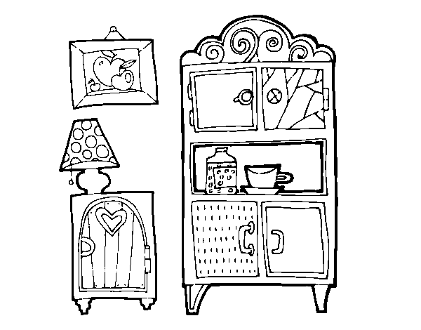 Living room furniture coloring page