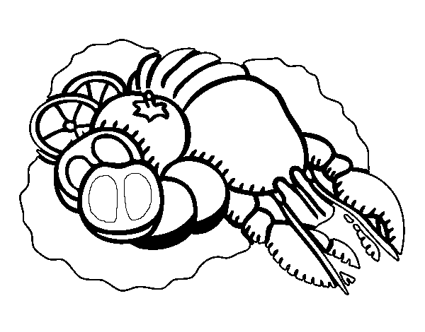 Lobster with vegetables coloring page