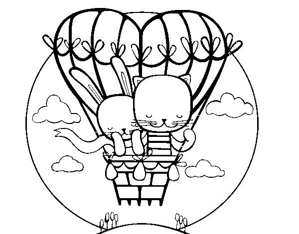 Love balloon coloring page