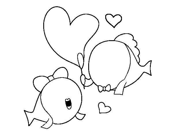 Lover fish coloring page