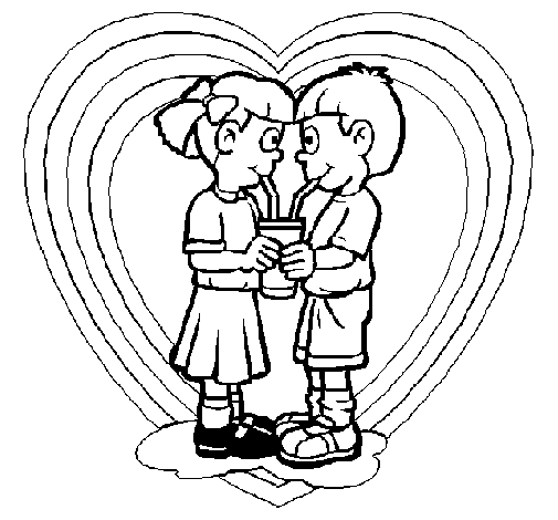 Lovers sharing a drink coloring page