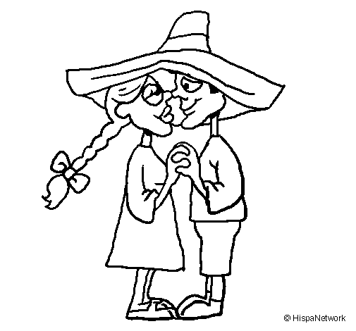 Lovers under hat coloring page
