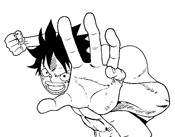 Luffy fighting coloring page