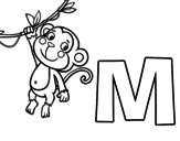 M of Monkey coloring page