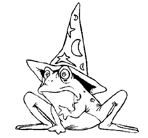 Magician turned into a frog coloring page