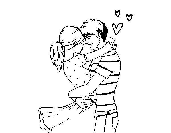 Man and woman in love coloring page