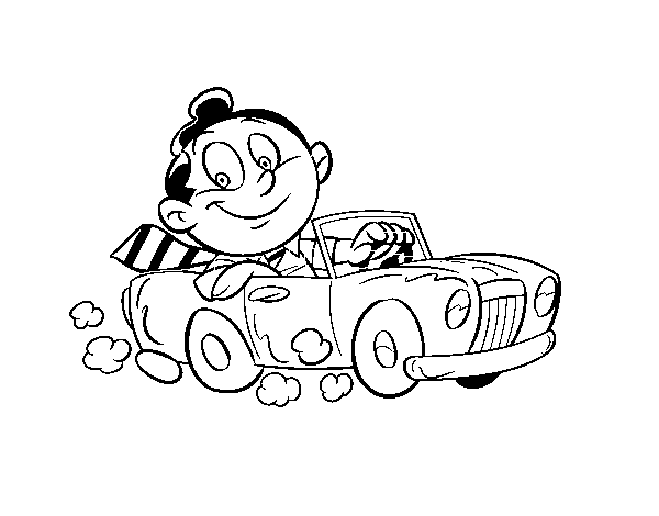 Man in convertible coloring page