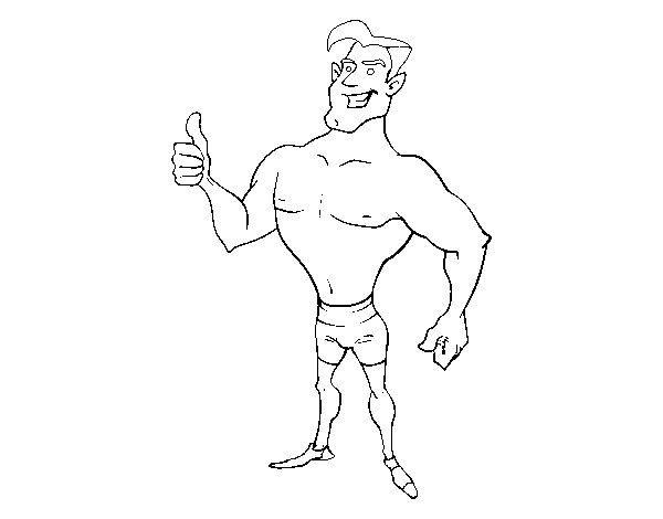 Man in swimsuit coloring page