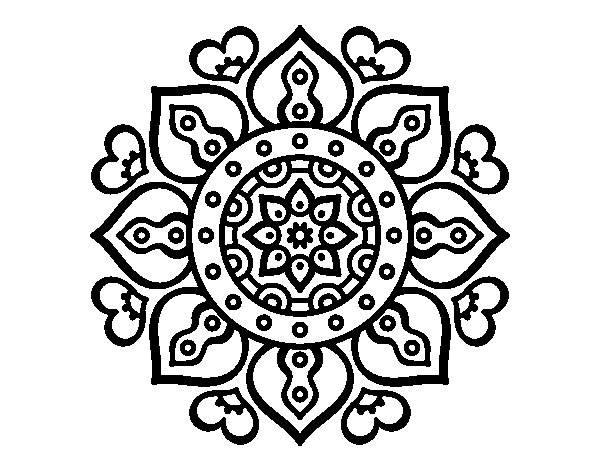 Mandala arabic hearts coloring page
