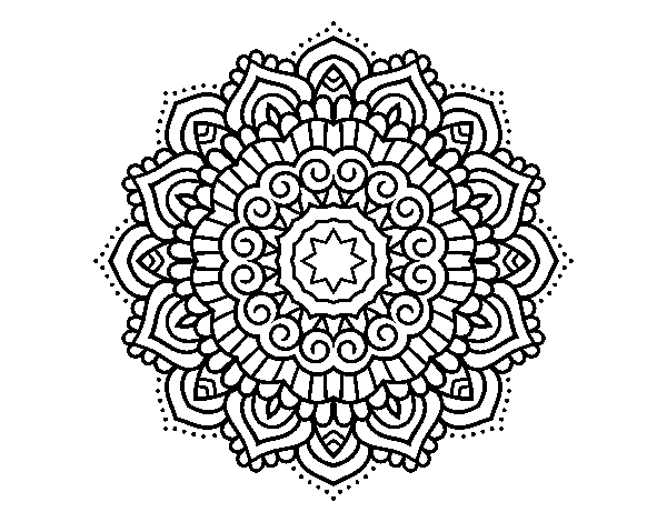 Mandala decorated star coloring page