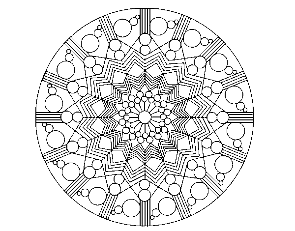 Mandala flower with circles coloring page