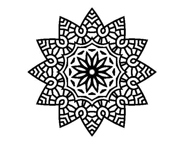 Mandala flowery star coloring page