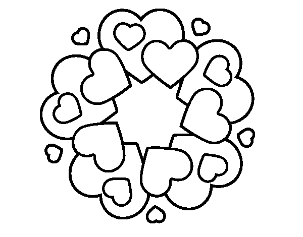 Mandala with heart coloring page