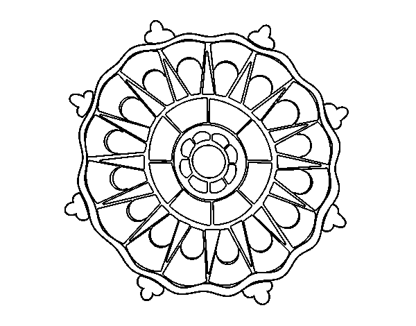 Mandala with sun rays coloring page