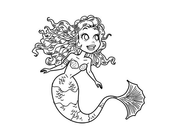 Manga Mermaid Coloring Page Coloringcrew Com