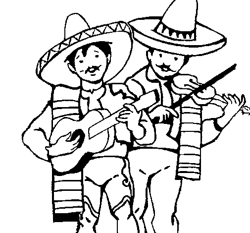 Mariachi musicians coloring page