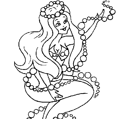 Mermaid and bubbles coloring page