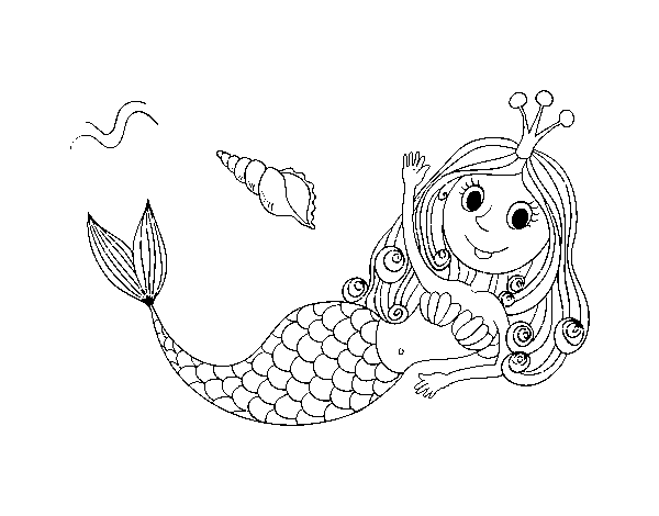Mermaid greeting coloring page