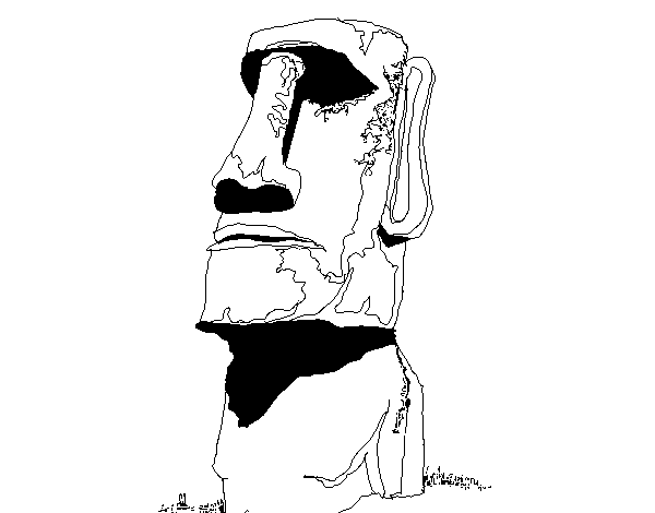 Moai from the Easter Island coloring page